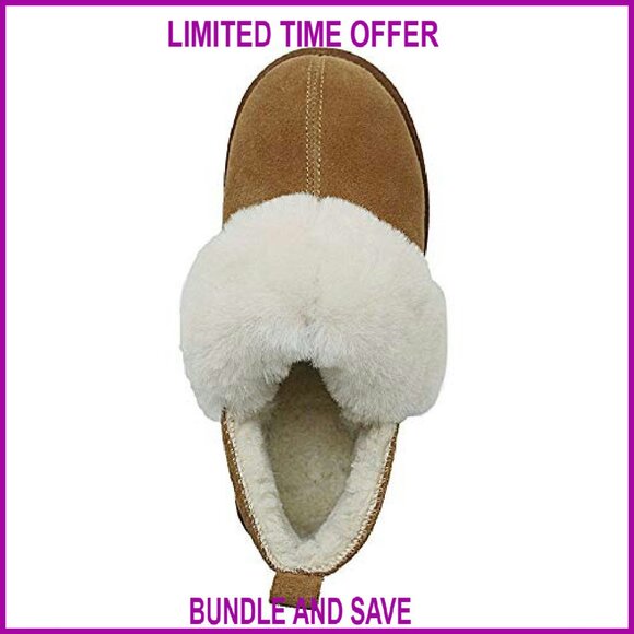 Genuine Suede Shearling Ankle Booties Memory Foam Indoor Outdoor - Picture 4 of 8